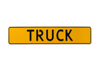 Gele tekstplaat truck