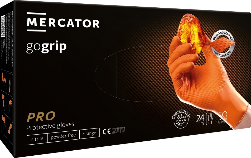 Mercator GoGrip Oranje Nitril Handschoenen 50 stuks Maat L